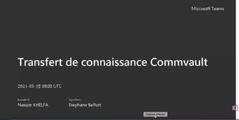 Transfert de connaissance Commvault