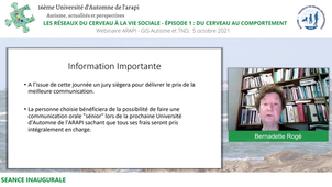 16ème Université d'Automne de l'ARAPI - Episode 1 : du cerveau au comportement - Conférence inaugurale du matin
