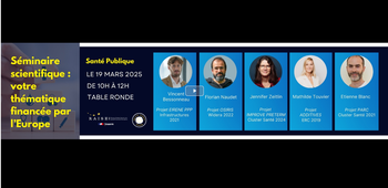 Séminaire scientifique : votre thématique financée par l'Europe | Santé Publique